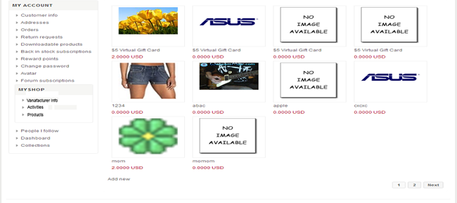 Picture of nopCommerce MyShop Downloadable product management Plugin