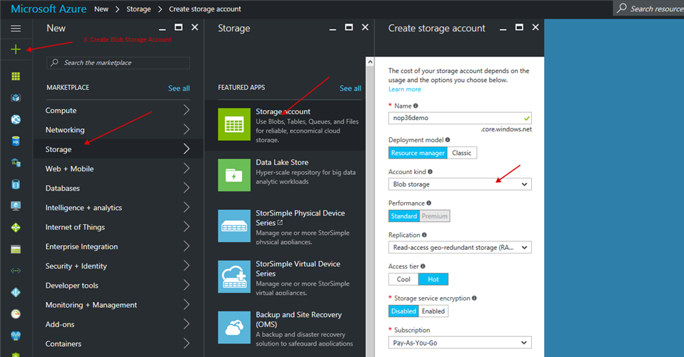 Create Blob Storage Account