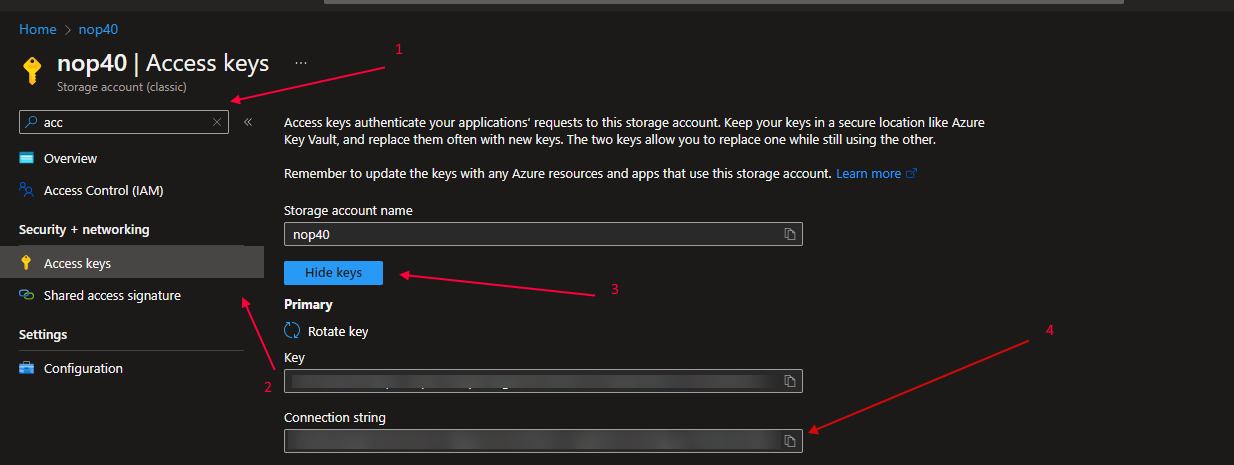 Copy Azure Blob Settings