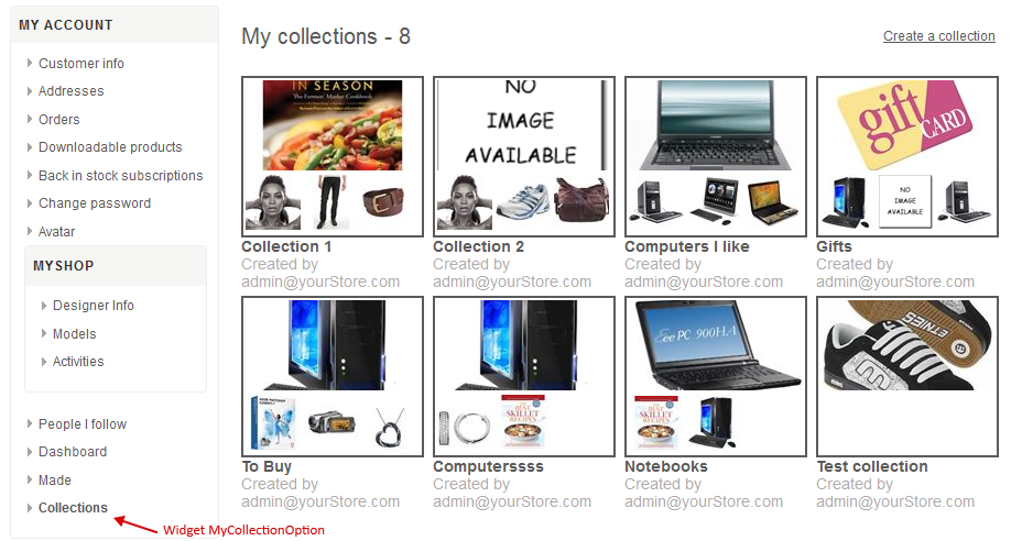 Collections Page